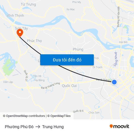 Phường Phú Đô to Trung Hưng map