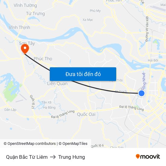 Quận Bắc Từ Liêm to Trung Hưng map