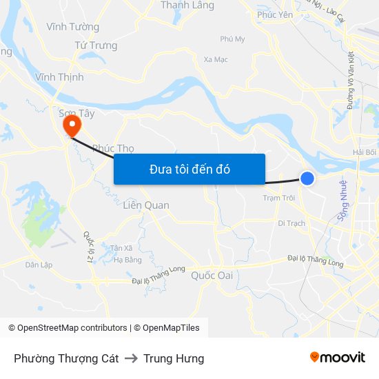 Phường Thượng Cát to Trung Hưng map