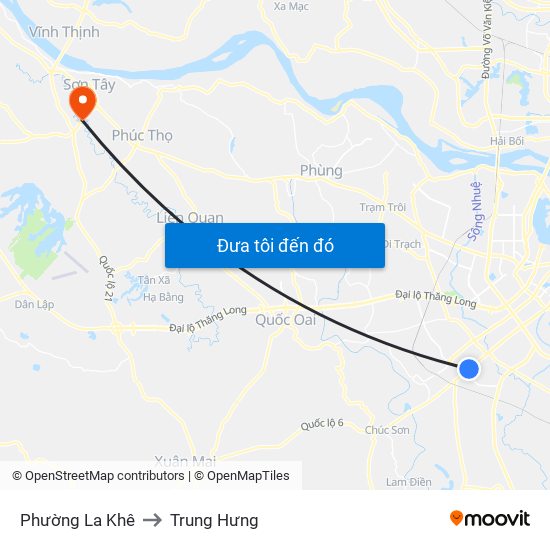 Phường La Khê to Trung Hưng map