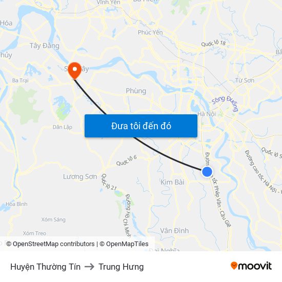 Huyện Thường Tín to Trung Hưng map