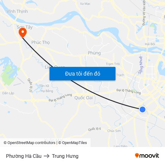 Phường Hà Cầu to Trung Hưng map