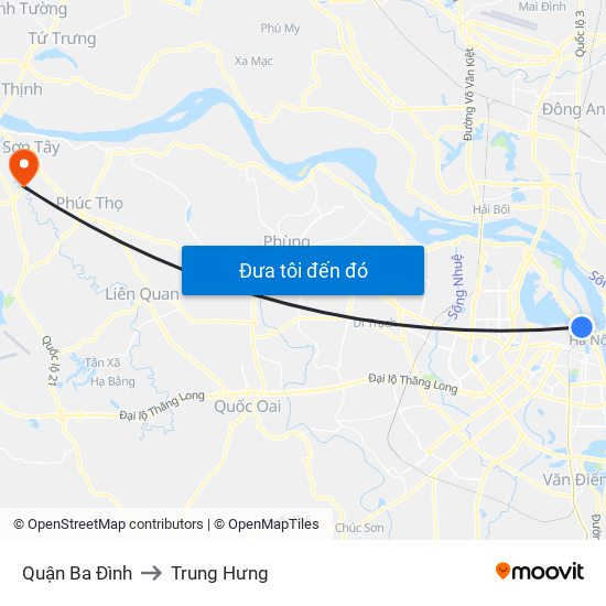 Quận Ba Đình to Trung Hưng map