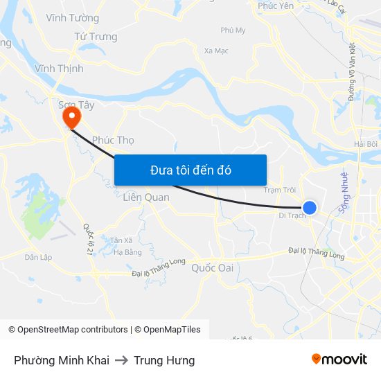 Phường Minh Khai to Trung Hưng map