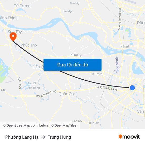 Phường Láng Hạ to Trung Hưng map