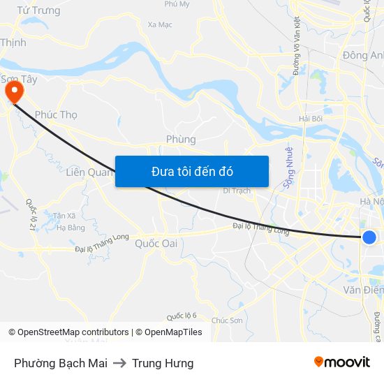 Phường Bạch Mai to Trung Hưng map