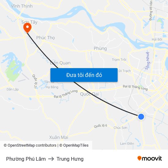 Phường Phú Lãm to Trung Hưng map