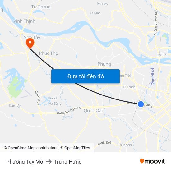 Phường Tây Mỗ to Trung Hưng map