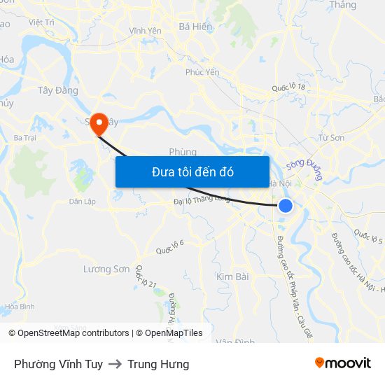 Phường Vĩnh Tuy to Trung Hưng map