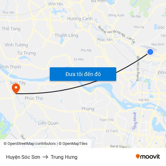 Huyện Sóc Sơn to Trung Hưng map