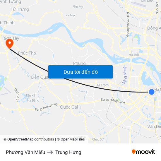 Phường Văn Miếu to Trung Hưng map