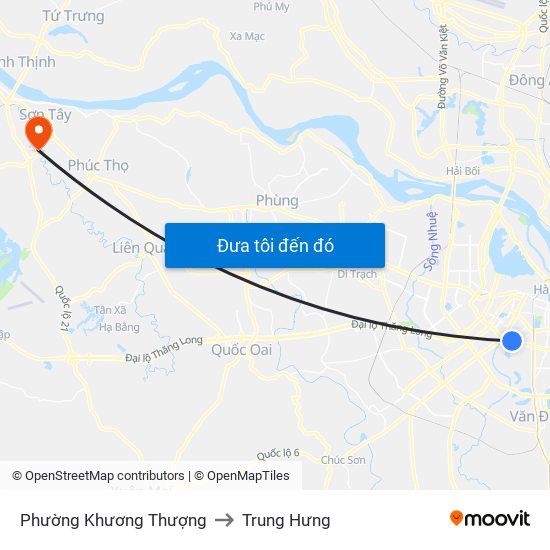 Phường Khương Thượng to Trung Hưng map