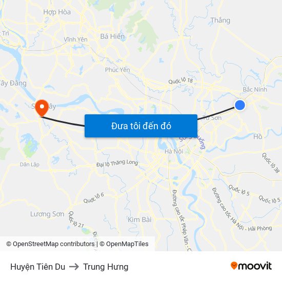Huyện Tiên Du to Trung Hưng map