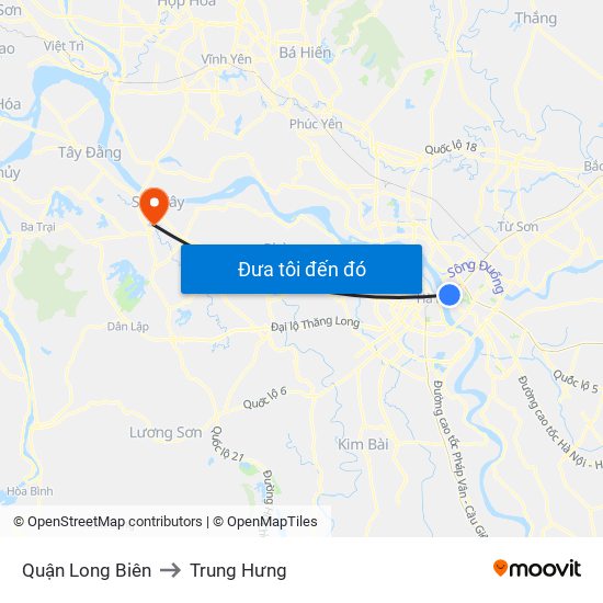 Quận Long Biên to Trung Hưng map