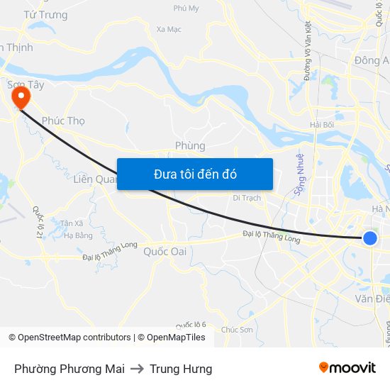 Phường Phương Mai to Trung Hưng map