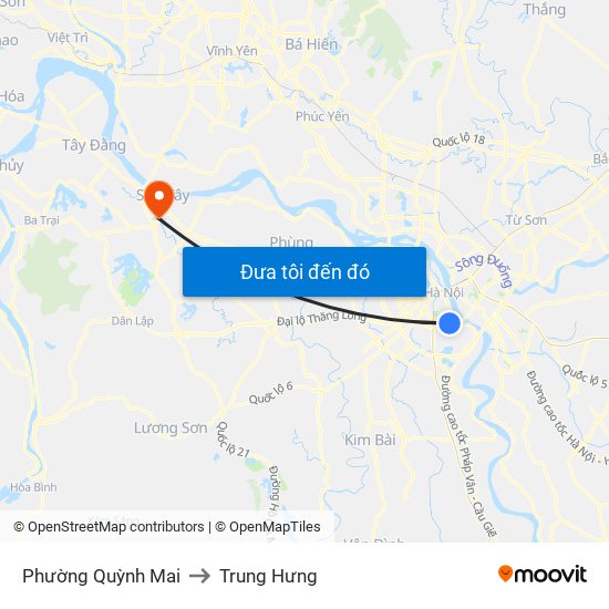 Phường Quỳnh Mai to Trung Hưng map