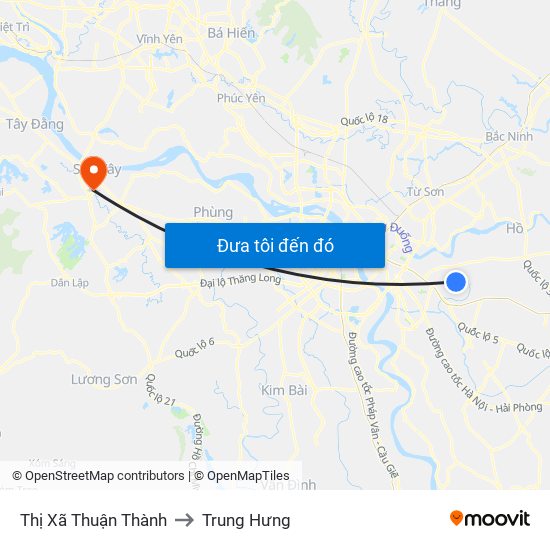Thị Xã Thuận Thành to Trung Hưng map