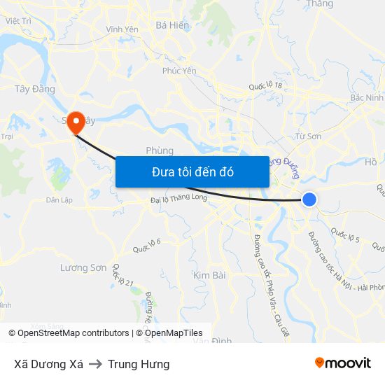 Xã Dương Xá to Trung Hưng map