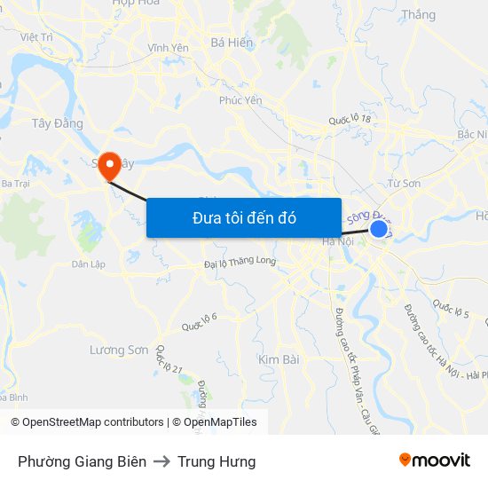 Phường Giang Biên to Trung Hưng map