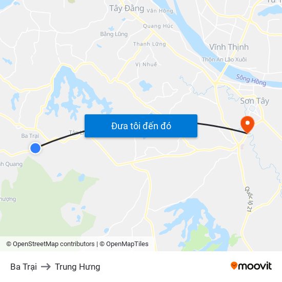 Ba Trại to Trung Hưng map