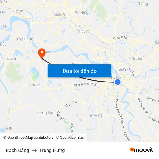 Bạch Đằng to Trung Hưng map