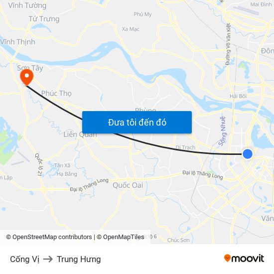 Cống Vị to Trung Hưng map