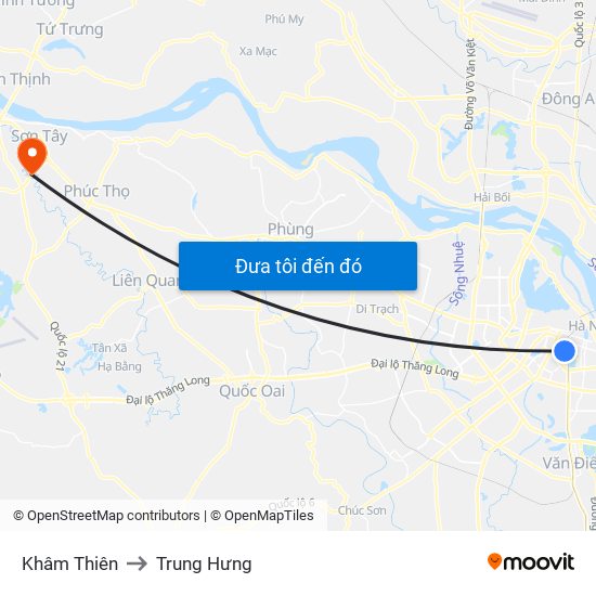 Khâm Thiên to Trung Hưng map