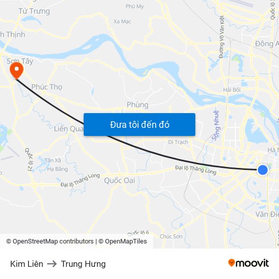 Kim Liên to Trung Hưng map