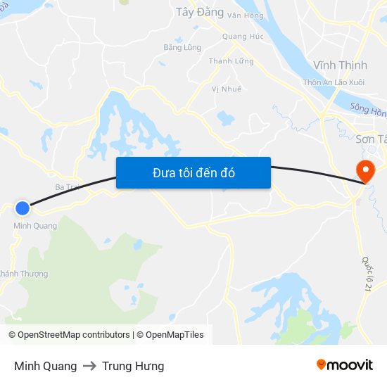 Minh Quang to Trung Hưng map