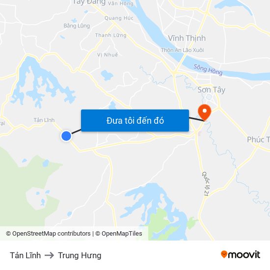Tản Lĩnh to Trung Hưng map