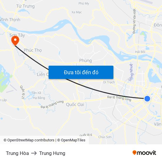 Trung Hòa to Trung Hưng map