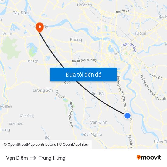 Vạn Điểm to Trung Hưng map