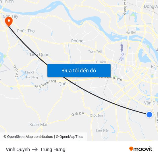 Vĩnh Quỳnh to Trung Hưng map