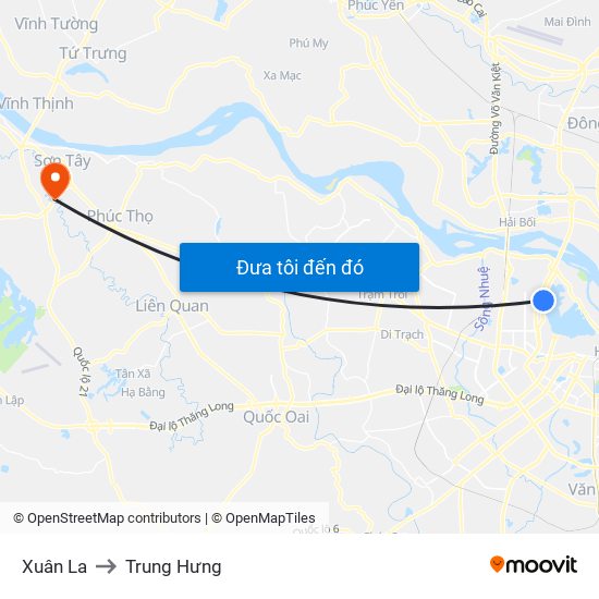 Xuân La to Trung Hưng map