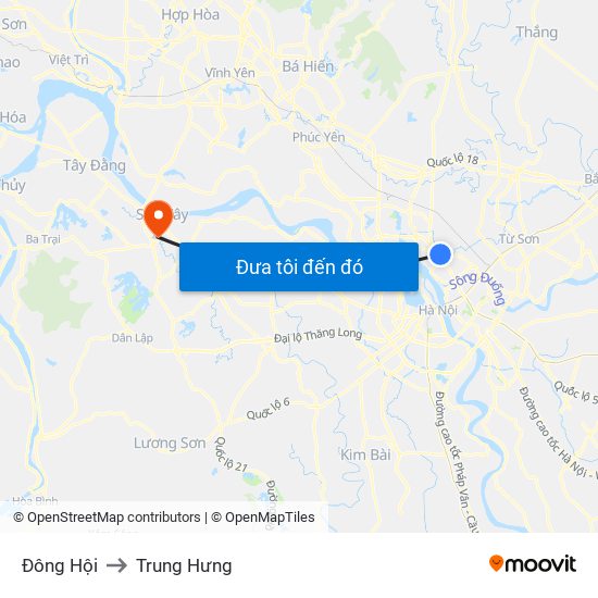 Đông Hội to Trung Hưng map