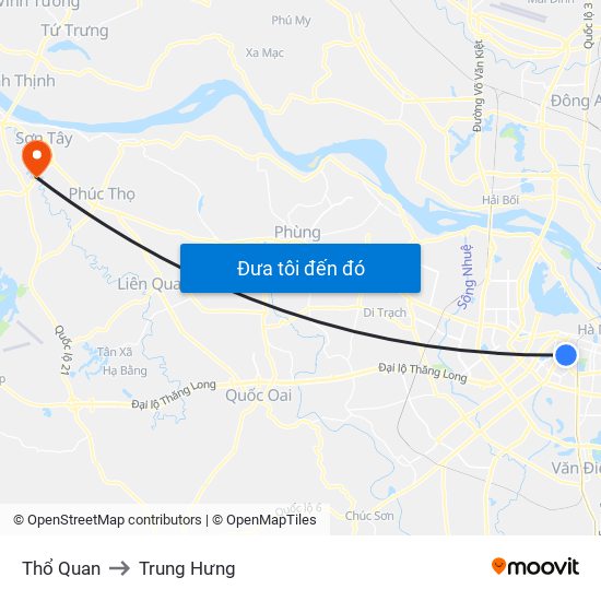 Thổ Quan to Trung Hưng map