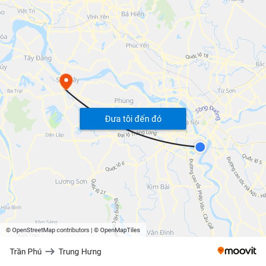 Trần Phú to Trung Hưng map