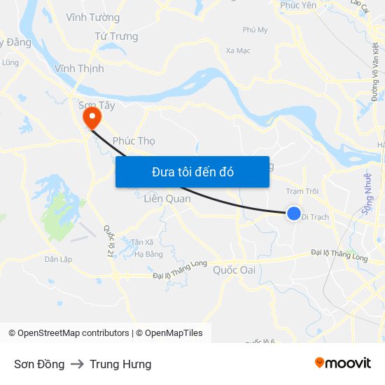 Sơn Đồng to Trung Hưng map