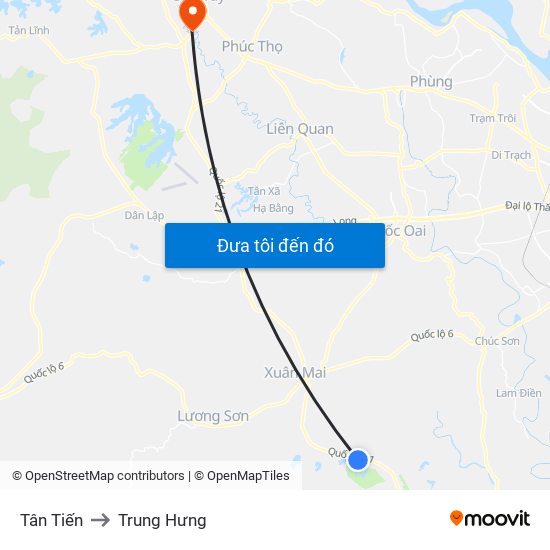 Tân Tiến to Trung Hưng map