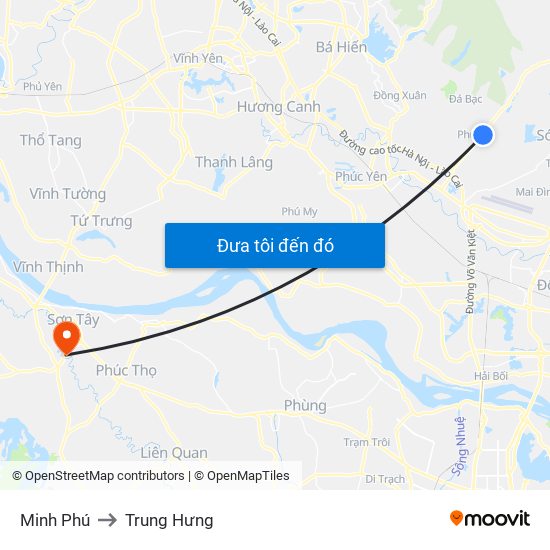 Minh Phú to Trung Hưng map