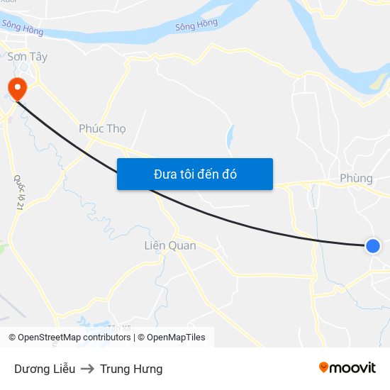 Dương Liễu to Trung Hưng map