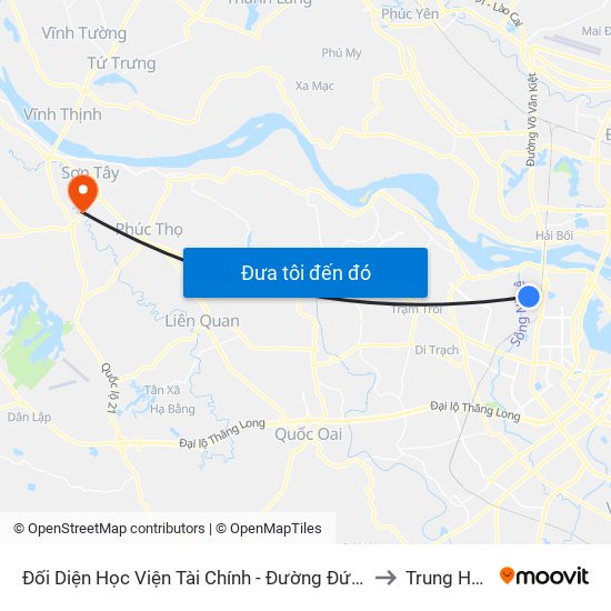 Đối Diện Học Viện Tài Chính - Đường Đức Thắng to Trung Hưng map