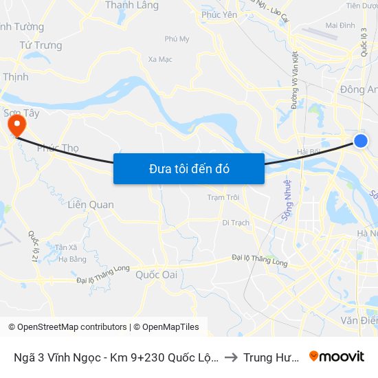 Ngã 3 Vĩnh Ngọc - Km 9+230 Quốc Lộ 3 to Trung Hưng map