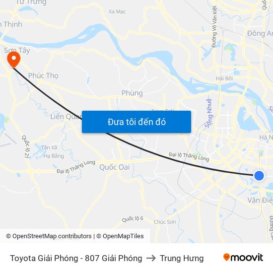 Toyota Giải Phóng - 807 Giải Phóng to Trung Hưng map