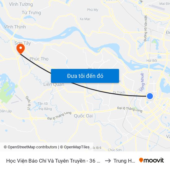 Học Viện Báo Chí Và Tuyên Truyền - 36 Xuân Thủy to Trung Hưng map