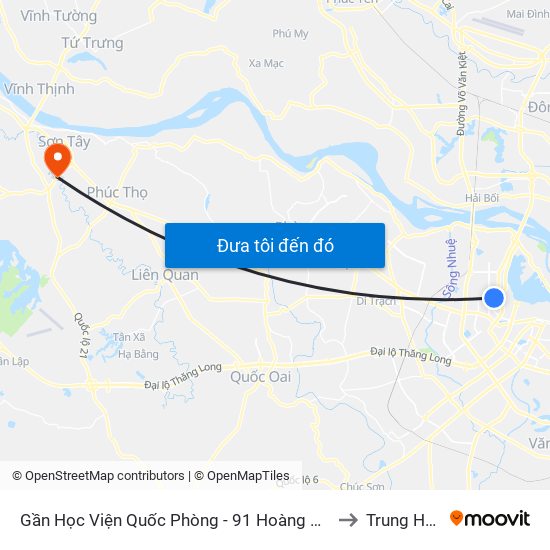 Gần Học Viện Quốc Phòng - 91 Hoàng Quốc Việt to Trung Hưng map