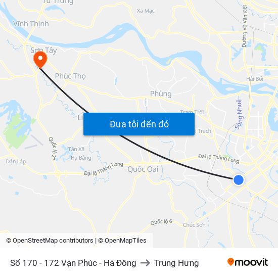 Số 170 - 172 Vạn Phúc - Hà Đông to Trung Hưng map