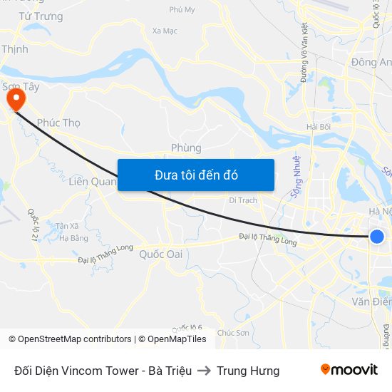 Đối Diện Vincom Tower - Bà Triệu to Trung Hưng map