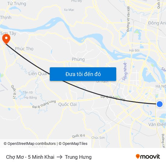 Chợ Mơ - 5 Minh Khai to Trung Hưng map
