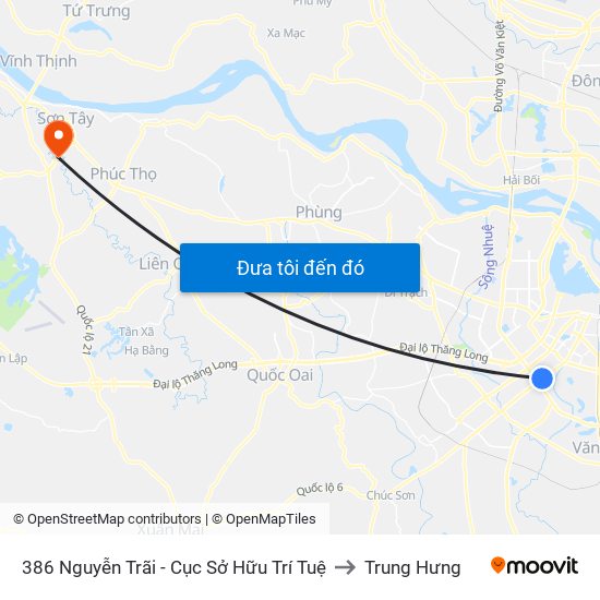 386 Nguyễn Trãi - Cục Sở Hữu Trí Tuệ to Trung Hưng map